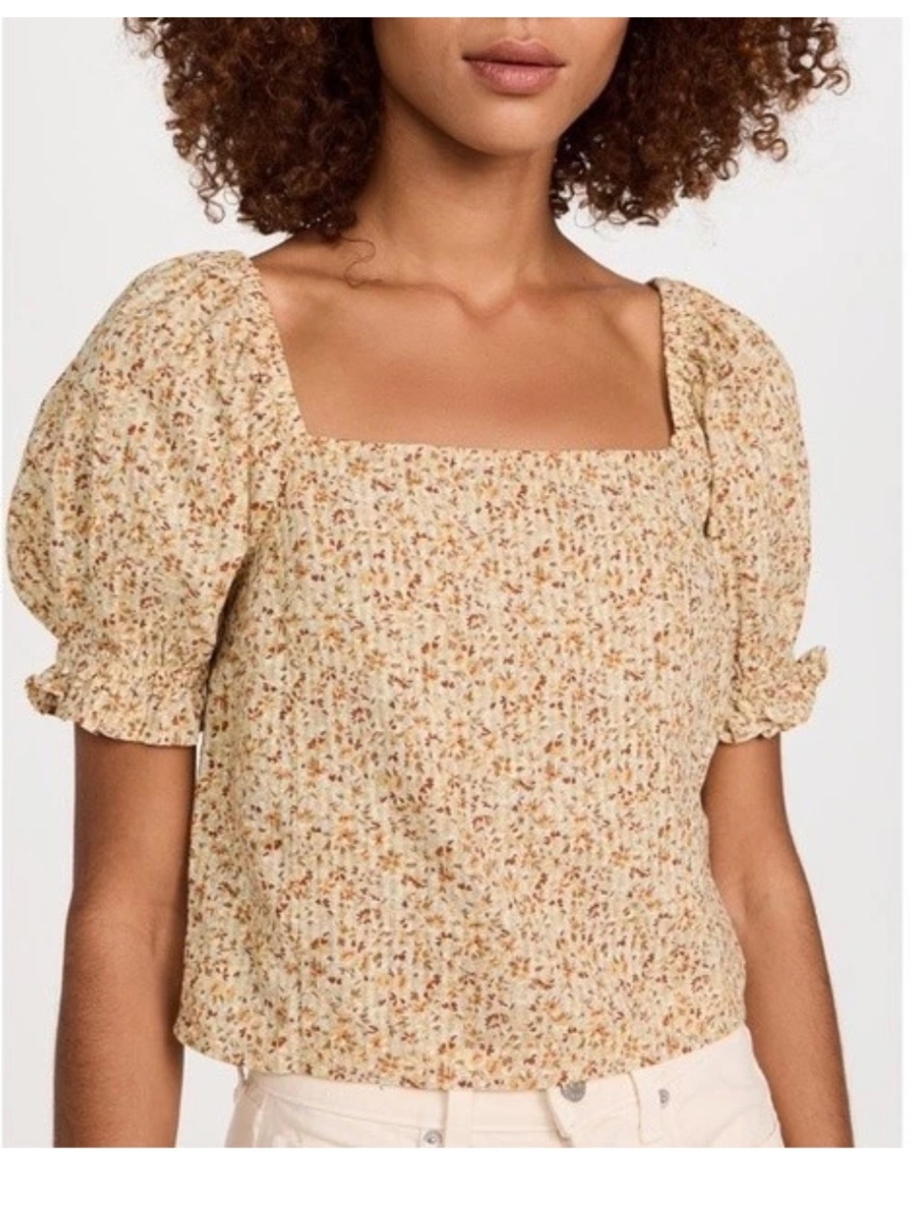 Madewell Hopewell Puff Sleeve Crop Top 100% Cotton